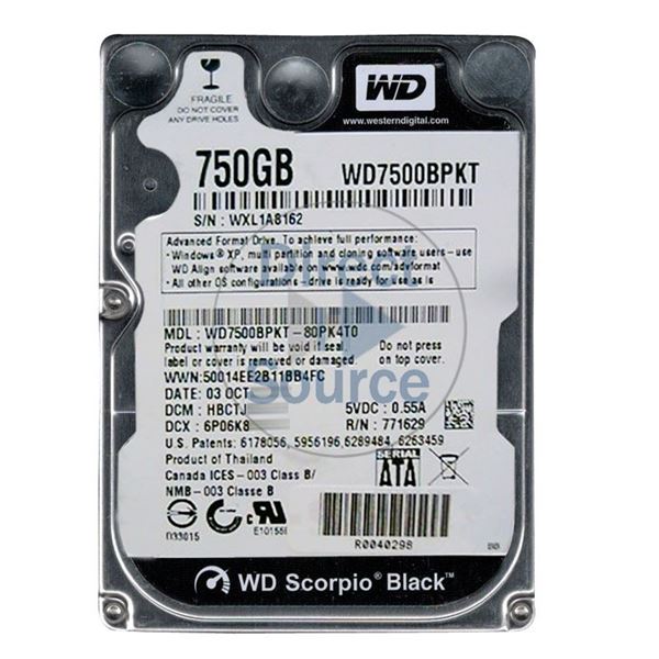 WD WD7500BPKT-80PK4T0 - 750GB 7.2K SATA 3.0Gbps 2.5" 16MB Hard Drive