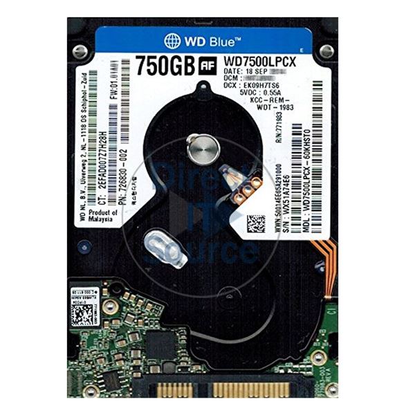 WD WD7500LPCX-60KHST0 - 750GB 5.4K SATA 6.0Gbps 2.5" 16MB Cache Hard Drive