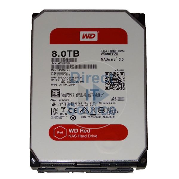 WD WD80EFZX - 8TB 5.4K SATA 6.0Gbps 3.5" 128MB Cache Hard Drive
