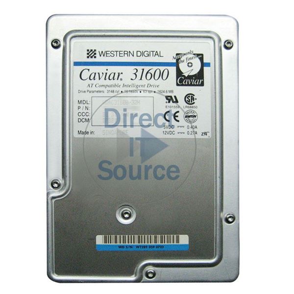 WD WDAC31600-32H - 1.6GB 5.2K IDE 3.5" Hard Drive