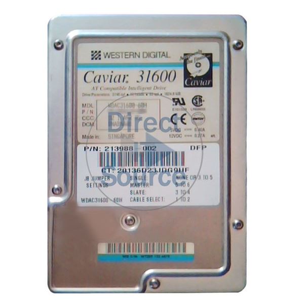 WD WDAC31600-60H - 1.6GB 5.2K IDE 3.5" Hard Drive