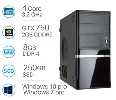 CAD WORKSTATION -  i5-6500 | 8GB DDR4 | 250GB SSD | Nvidia GTX750 2GB | Win 7/10 Pro