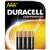 Duracell MN2400B4Z AAA Battery, 1.5 V Battery, 1.15 Ah, AAA Battery, Alkaline, Manganese Dioxide