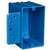 Carlon B118B-UPC Outlet Box with Bracket, 1 -Gang, 4 -Knockout, PVC, Blue, Bracket, Stud Mounting