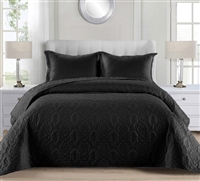 Quilted Embossed Bedspread/Coverlet Queen/King Size Black