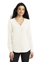 Port Authority Long Sleeve Button Front Blouse