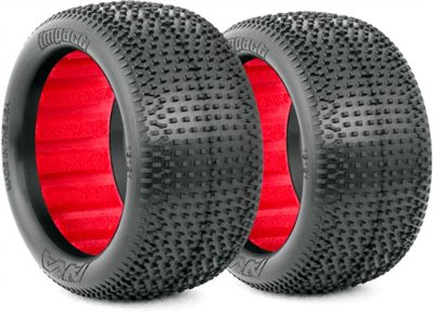 AKA 1/10 Buggy Evo Rear Impact Tires, Red Inserts, Soft (2)