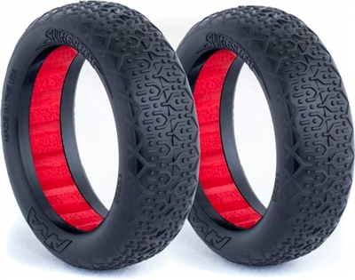 AKA 1/10 Buggy Evo Typo 2wd Front Tires, Red Inserts, Soft (2)