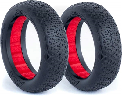 AKA 1/10 Buggy Evo Typo 2wd Front Tires, Red Inserts, Super Soft