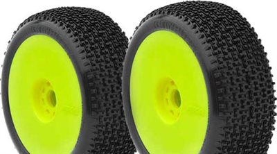 AKA City Block 1/8 Buggy Soft Tires On Yellow Evo Rims (2)