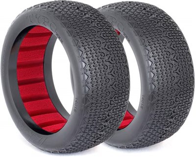 AKA Typo 1/8 Buggy Clay Tires With Red Inserts (2)