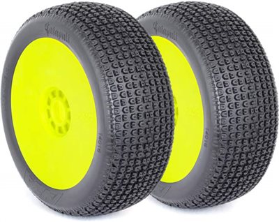 AKA Catapult 1/8 Buggy Super Soft Tires On Yellow Evo Rims (2)