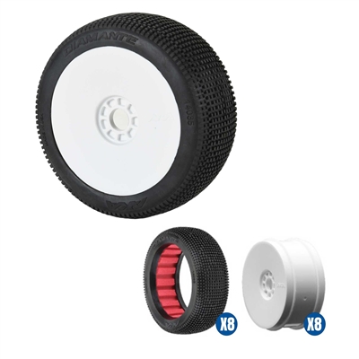 AKA 1/8 Buggy Diamante SSLW Off-Road Tires Racer Bundle, White Wheels