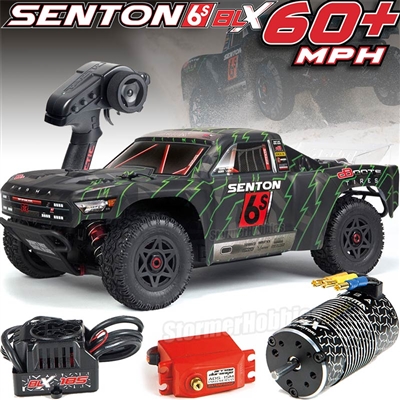 Arrma Senton 2018 BLX 6s 4wd 1/10th RTR Short Course Truck with black/green body