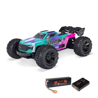 Arrma Mini Kraton 3S Brushless 4x4 Truck RTR, Teal/Pink