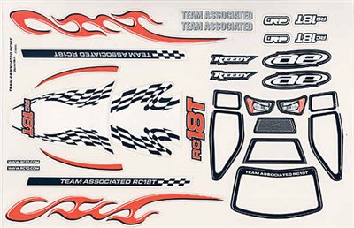 Associated RC18T Body Decal Sheet And Window Mask