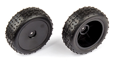 Associated Reflex 14B/14T Front Narrow Mini Pin Tires, mounted on black rims (2)