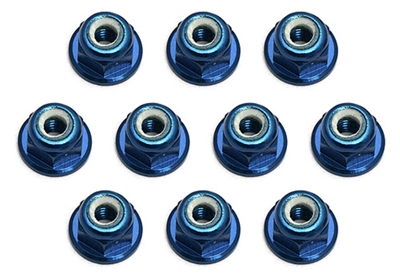 Associated FT Locknuts, M3, flanged, blue aluminum (10)