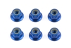 Associated Factory Team 4mm Flange Locknuts, blue aluminum (6)