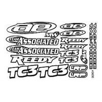 Associated Team Associated Decals, White On Black