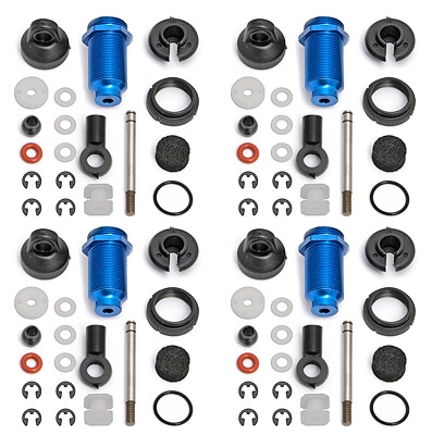 Associated TC3/Nitro TC3 Threaded Shock Kit, blue aluminum (4)