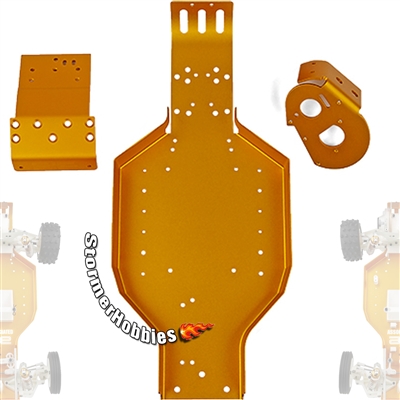 Associated RC10 Chassis, Nose Plate, Motor Plate, gold