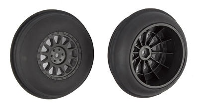 Associated Reflex DB10 Front Sand Ribbed Tires Mounted on Black Method SC Rims (2)