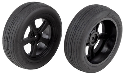 Associated DR10 Front Tires mounted on Black Rims(2)