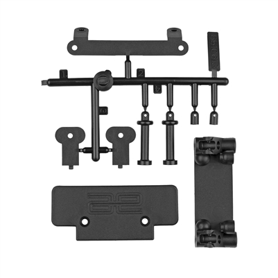 Associated RC10T Front Bulkhead, Bumper And Body Mounts, Black