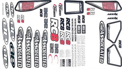 Associated RC8/RC8RS Decal Sheet