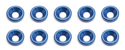 Associated RC8/RC8RS FT Countersunk Washers, blue aluminum (10)