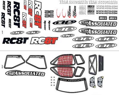 Associated RC8T Decal Sheet