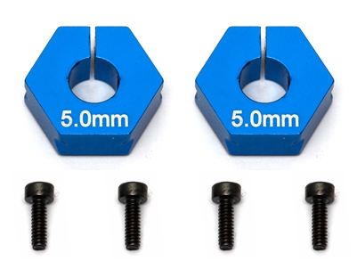 Associated RC10B5M/T5M Clamping Rear Hexes-5mm, blue aluminum (2)