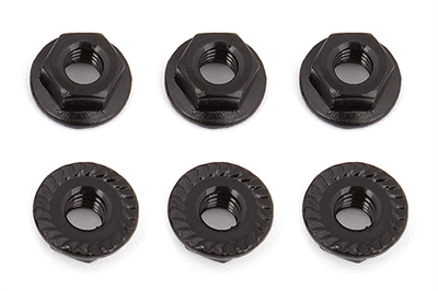 Associated RC10B6 M4 Serrated Nuts flanged 4mm