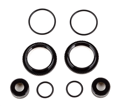 Associated 13mm Shock Collar and Seal Retainer Set, black aluminum
