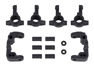 Associated RC10B6.4 Caster and Steering Blocks, -1mm Scrub, carbon