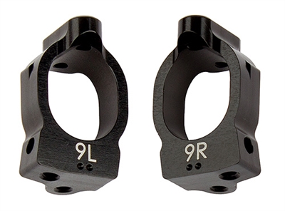 Associated RC10B74 Steering Blocks - 9 degrees, black aluminum (2)