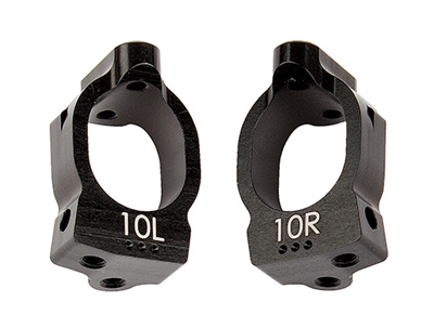 Associated RC10B74 FT Steering Blocks - 10 degrees, black aluminum (2)