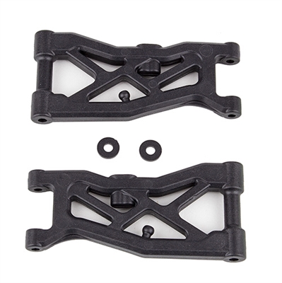 Associated RC10B74.2 FT Front Suspension Arms, gull wing, carbon (2)