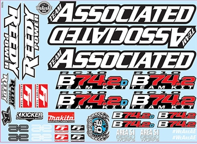 Associated RC10B74.2 Decal Sheet