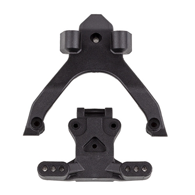 Associated RC10B7 FT Top Plate and Ballstud Mount, carbon