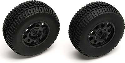 Associated SC10 Front Tires/Rims Combo, Black (2)
