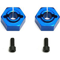 Associated B4.2/B44.2 12mm Rear Clamping Wheel Hexes, Blue Aluminum (2)