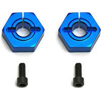 Associated B4.2/B4.1 12mm Front Clamping Hexes, Blue Aluminum (2)