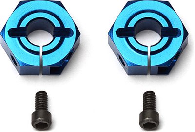 Associated B44 12mm Aluminum Clamping Hex Hubs, Rear, Blue (2)