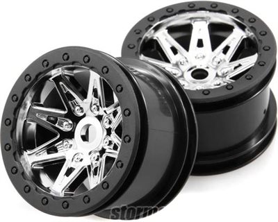 Axial Wraith 2.2" Raceline Renegade" Rims, Chrome/Black (2)