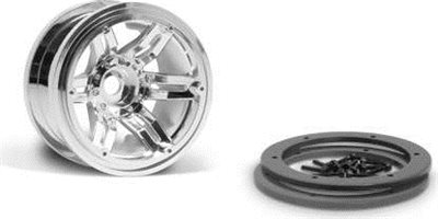 Axial 2.2" Rockster Beadlock Rims, Chrome (2)
