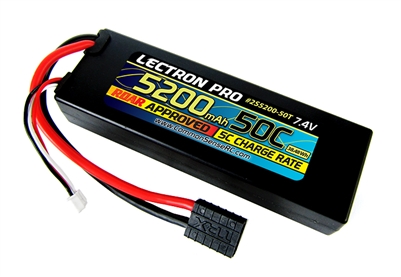 Common Sense RC 5200mAh 2S 50C Lipo Battery Pack, Hard Case 7.4V TRX connector