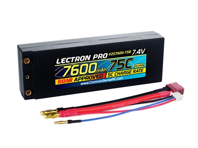 Common Sense RC 7600mAh 75C 7.4v 2s Lipo Battery, 4mm Bullets