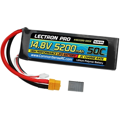 Common Sense RC 5200mAh 14.8v 4S Lipo Battery Pack with XT60/TRX connector, soft case